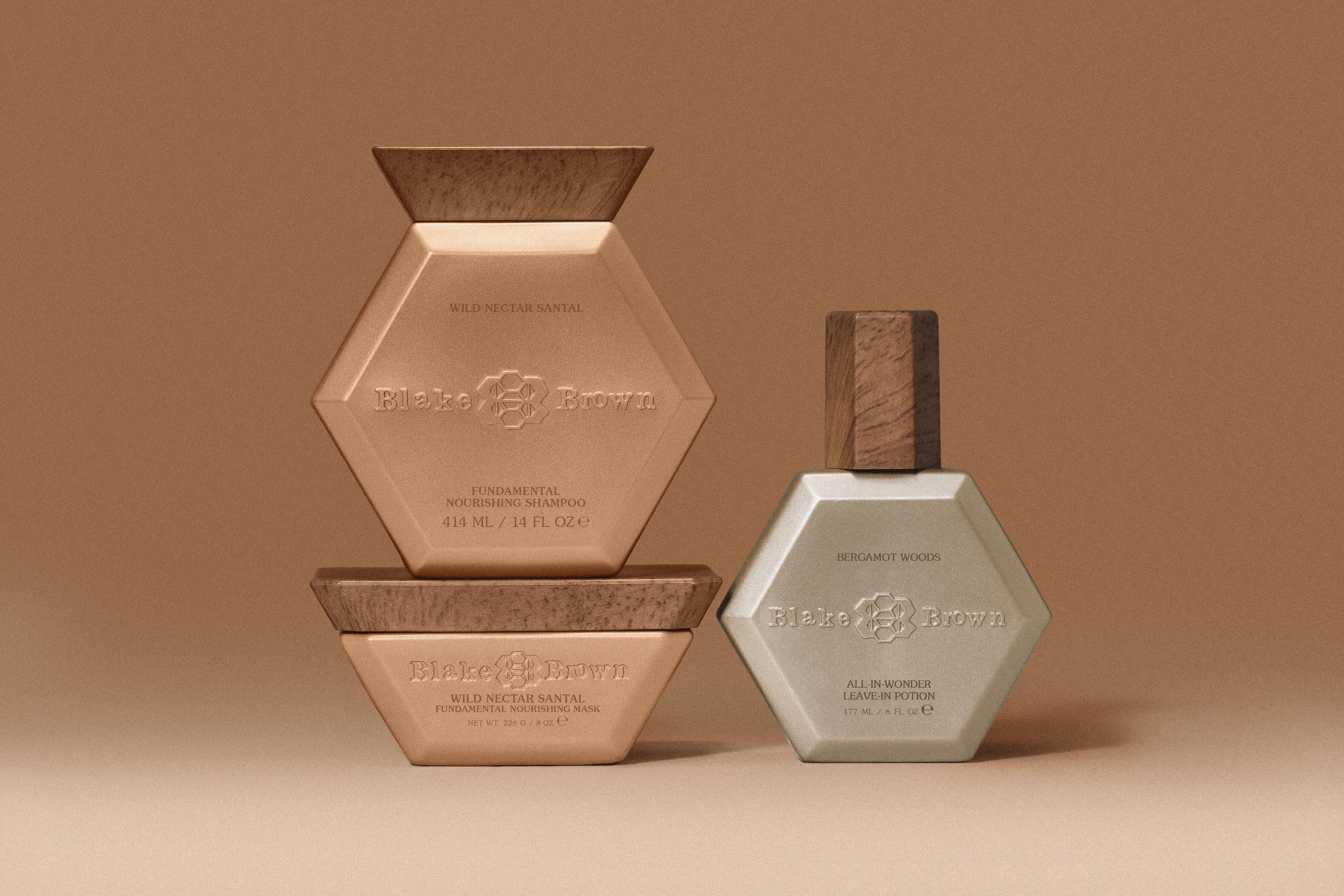 The Blake Brown Every Wash Nourishing Trio by Blake Lively, featuring the Nourishing Shampoo and Hair Mask, and All-in-Wonder Leave-In Potion.